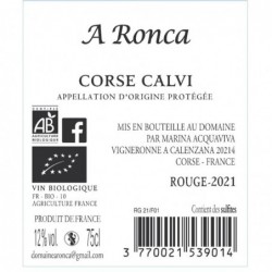 Contre-etiquette Cuvée Fruticée - Rouge (2021) Domaine Figarella et A Ronca