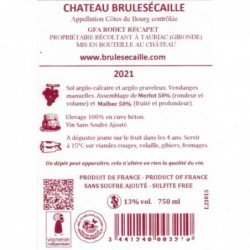 Contre-etiquette Sans Soufre Ajouté - Rouge (2021) Château Brulesécaille