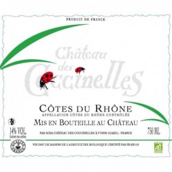 Etiquette Château des coccinelles Côtes Du Rhône - Rouge 2021
