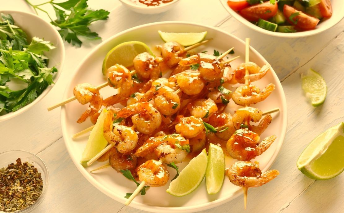 Brochettes de gambas au miel
